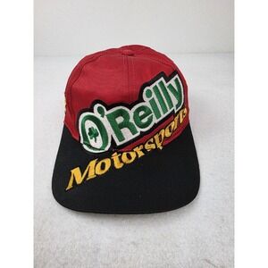 Vintage O'Reilly Motorsports 57 Large Embroidered Logo‎ Elastic Back Red Hat Cap